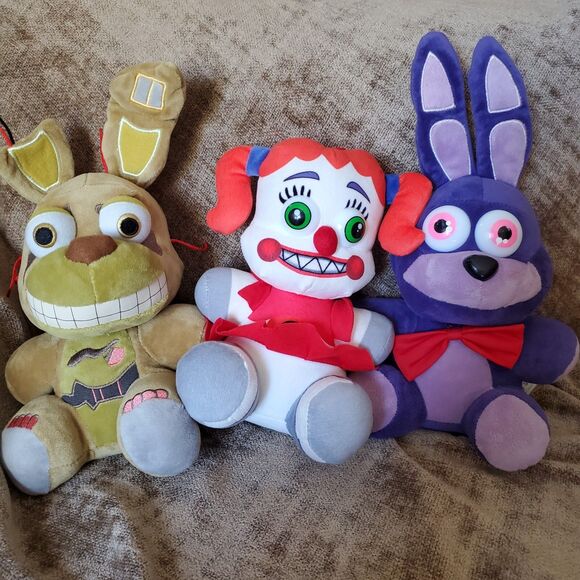 Lot of 3 FNAF Plush Toys Freddy's Sister Bonnie Rabbit Spring Trap Stuff Animal - Picture 1 of 13